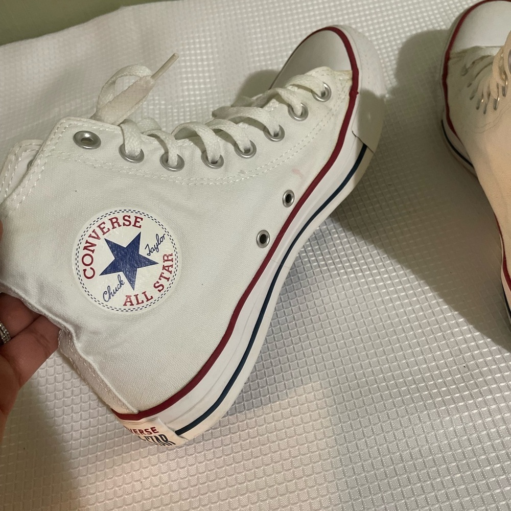 Converse All Star White Canvas High-Tops - Picture 5 of 8